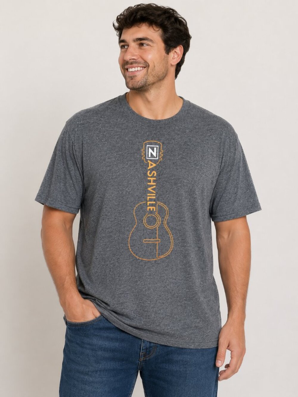 Ryman Auditorium Nashville Graphic T-Shirt Men's Large Gray Guitar Music Tee